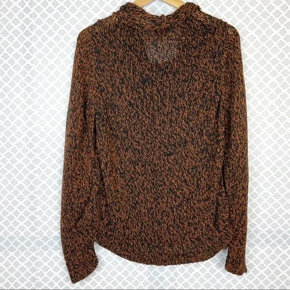 NWOT Eileen Fisher Marled Organic Cotton Blend Funnel-neck Sweater In Nutmeg - Picture 4 of 11